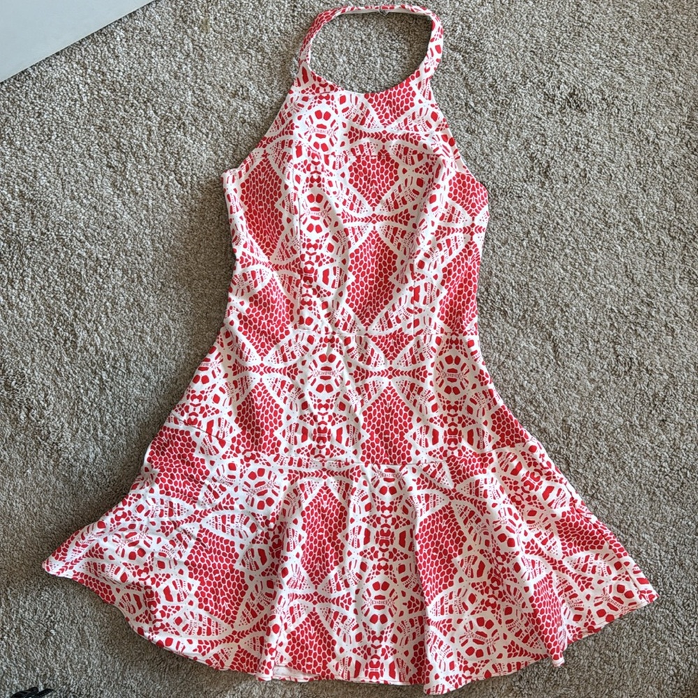 Parker Leona patterned Halter mini dress